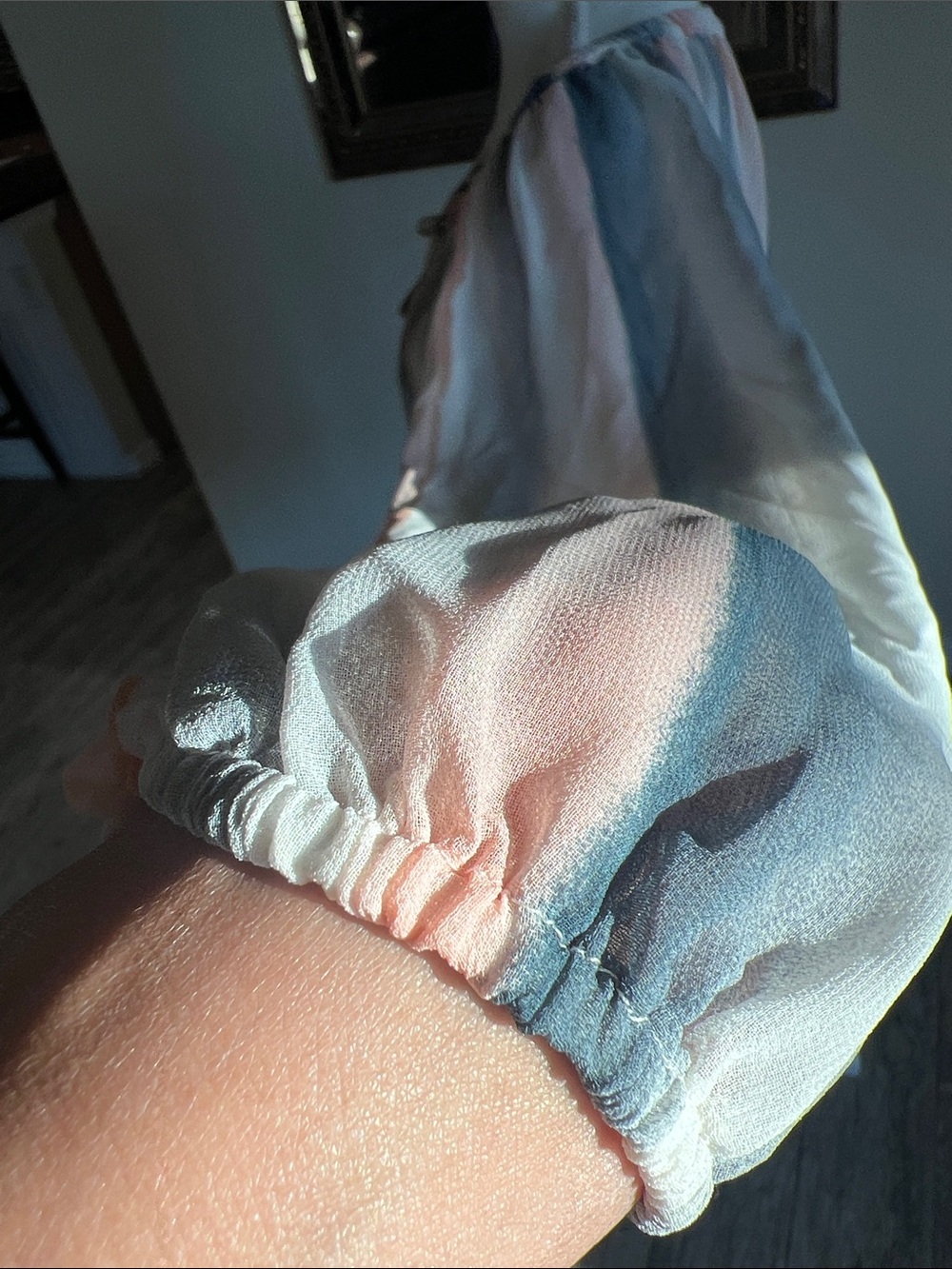 lovestitch Pastel Striped Sheer Blouse in Soft Blue and Pink - Picture 10 of 13
